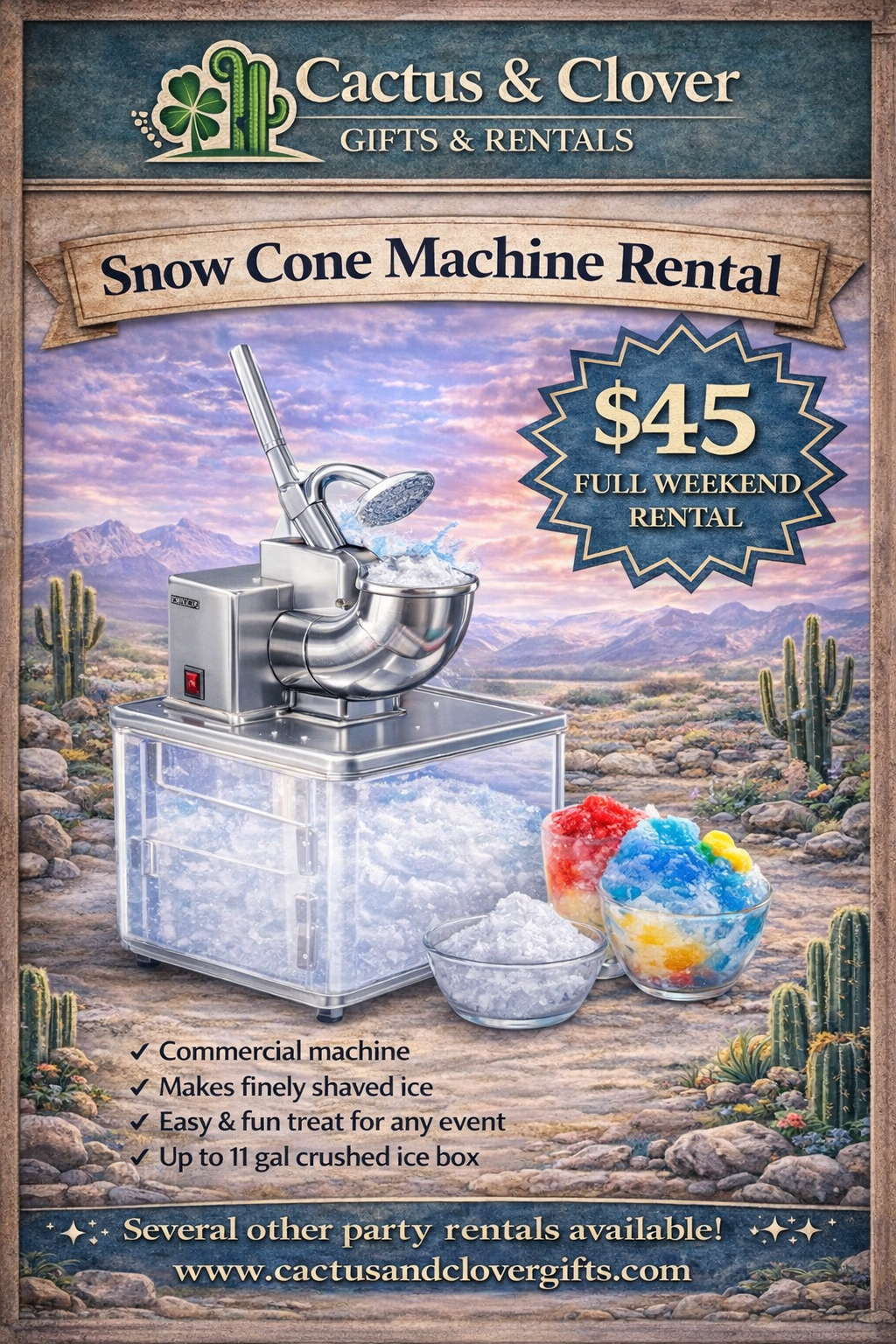 Snow cone rental