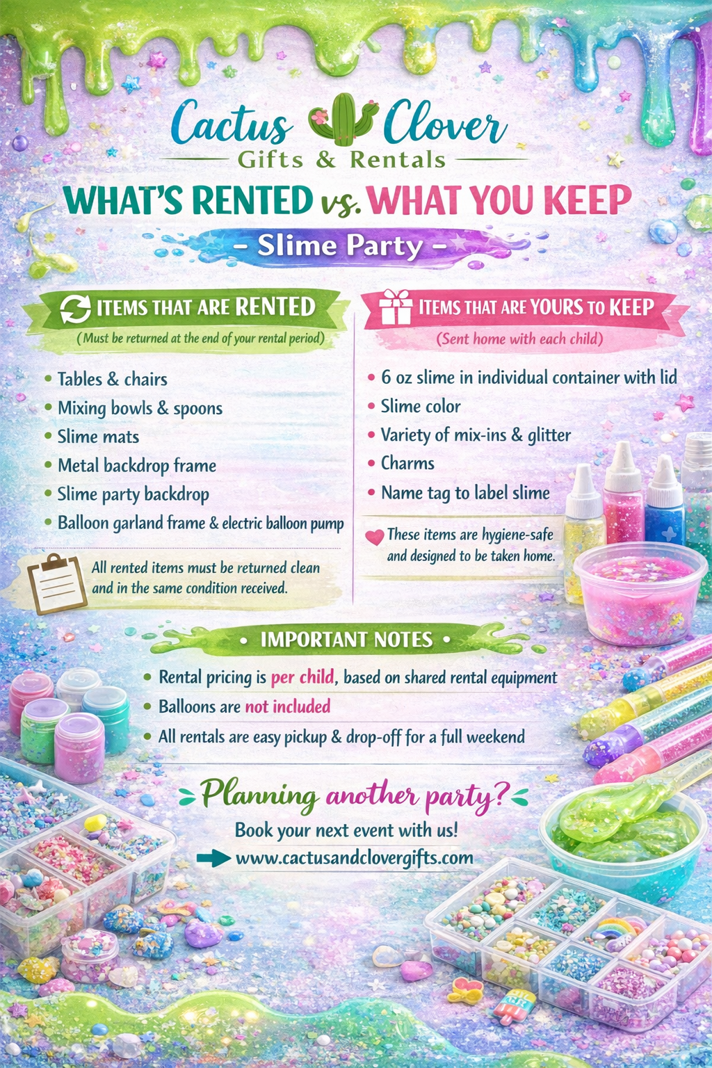 Slime Party Package Rental
