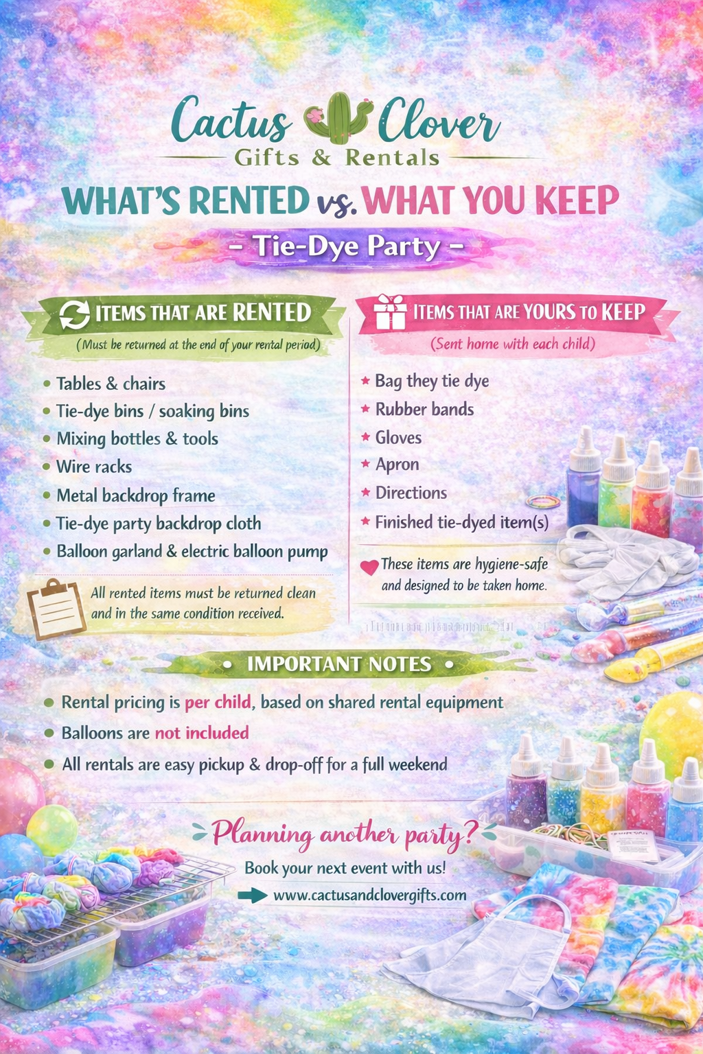 Tie dye rental party